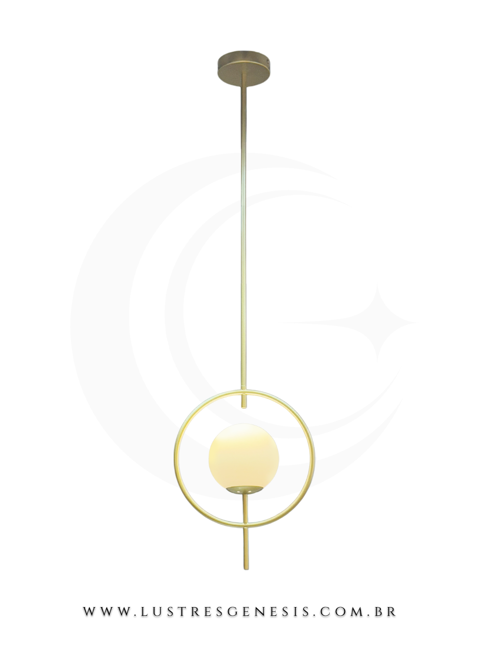 Pendente moderno Trink dourado com cúpula de vidro leitoso, ideal para cabeceira de cama, balcão de cozinha, quartos e lavabo.